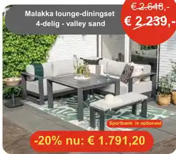 Tuinmeubelland Malakka lounge-diningset 4-delig - valley sand aanbieding