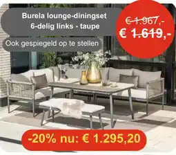 Tuinmeubelland Burela lounge-diningset 6-delig links - taupe aanbieding