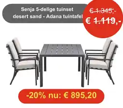 Tuinmeubelland Senja 5-delige tuinset desert sand Adana tuintafel aanbieding