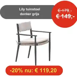 Tuinmeubelland Lily tuinstoel donker grijs aanbieding