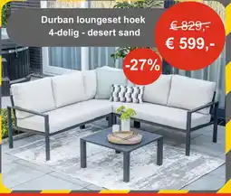Tuinmeubelland Durban loungeset hoek 4-delig desert sand aanbieding