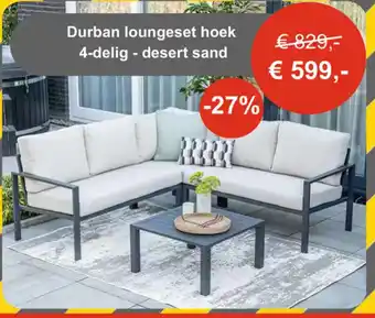 Tuinmeubelland Durban loungeset hoek 4-delig desert sand aanbieding