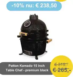Tuinmeubelland Patton Kamado 15 inch Table Chef - premium black aanbieding