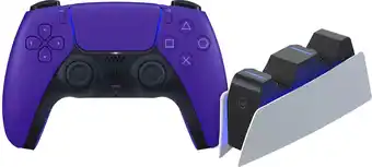 Coolblue Sony PlayStation5 DualSense Draadloze Controller Galactic Purple + BlueBuilt oplaadstation aanbieding