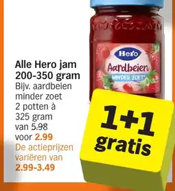 Albert Heijn Alle Hero jam 200-350 gram aanbieding