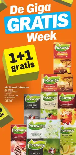 Albert Heijn Alle Pickwick 1 kopsthee 20 stuks aanbieding