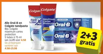 Albert Heijn Alle Oral-B en Colgate tandpasta aanbieding