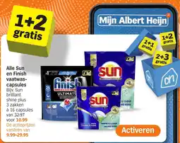 Albert Heijn Alle Sun en Finish vaatwas capsules aanbieding
