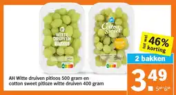Albert Heijn AH Witte druiven pitloos en cotton sweet pitloze witte druiven aanbieding