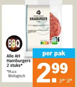 Albert Heijn Alle AH Hamburgers 2 stuks aanbieding