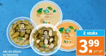 Albert Heijn Alle AH Olijven en hummus aanbieding