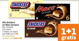 Albert Heijn Alle Snickers en Mars ijsrepen aanbieding