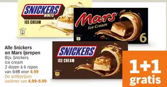 Albert Heijn Alle Snickers en Mars ijsrepen aanbieding