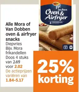 Albert Heijn Alle Mora of Van Dobben oven & airfryer snacks aanbieding