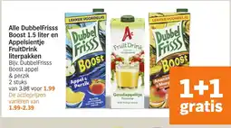 Albert Heijn Alle DubbelFrisss Boost en Appelsientje FruitDrink literpakken aanbieding