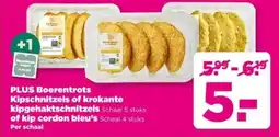 PLUS PLUS Boerentrots Kipschnitzels of krokante kipgehaktschnitzels of kip cordon bleu's aanbieding