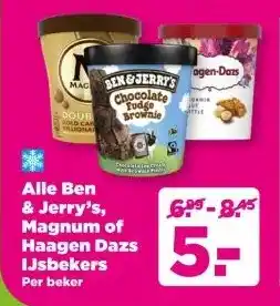 PLUS Alle Ben & Jerry's, Magnum of Haagen Dazs IJsbekers aanbieding