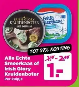 PLUS Alle Echte Smeerkaas of Irish Glory Kruidenboter aanbieding