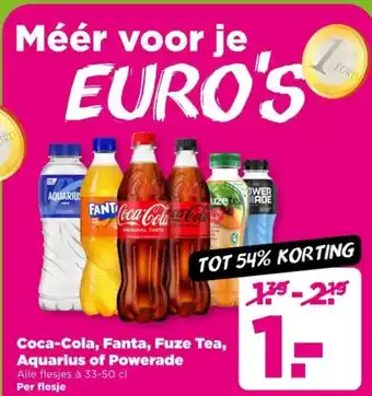 PLUS Coca-Cola, Fanta, Fuze Tea, Aquarius of Powerade aanbieding