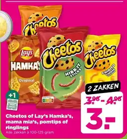 PLUS Cheetos of Lay's Hamka's, mama mia's, pomtips of ringlings aanbieding