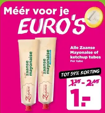 PLUS Alle Zaanse Mayonaise of ketchup tubes aanbieding