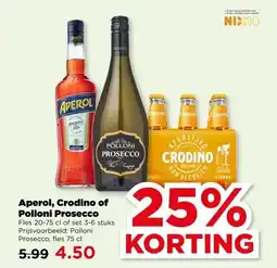 PLUS Aperol, Crodino of Polloni Prosecco aanbieding
