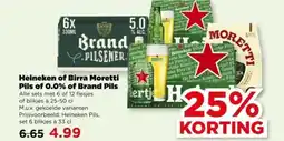 PLUS Heineken of Birra Moretti Pils of 0.0% of Brand Pils aanbieding