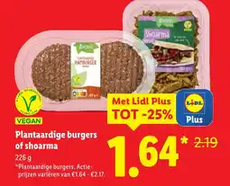 Lidl Plantaardige burgers of shoarma aanbieding