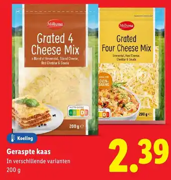 Lidl Geraspte kaas aanbieding