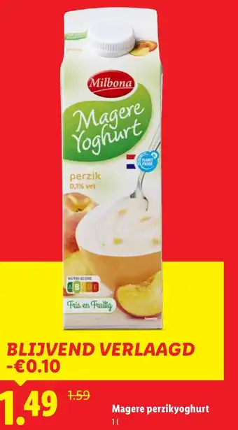 Lidl Magere perzikyoghurt aanbieding