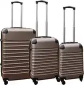 Bol.com Kofferset 3 delig met wielen en cijferslot - handbagage koffers - ABS - champagne aanbieding