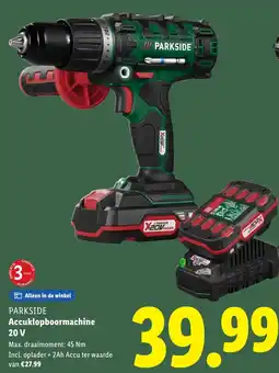 Lidl PARKSIDE Accuklopboormachine 20 V aanbieding