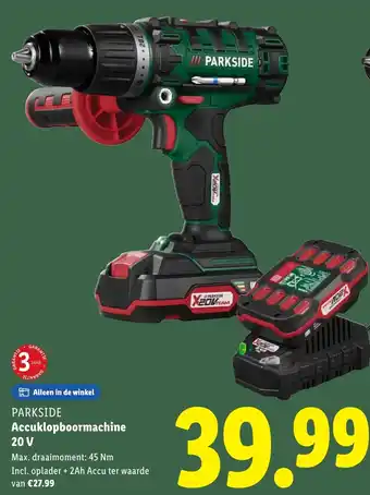 Lidl PARKSIDE Accuklopboormachine 20 V aanbieding