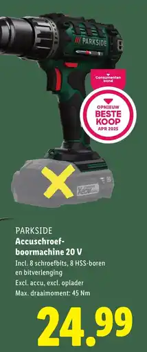 Lidl Parkside Accuschroef boormachine 20 V aanbieding