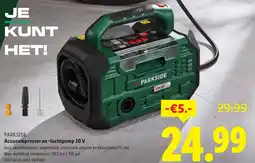 Lidl Parkside Accucompressor en luchtpomp 20 V aanbieding