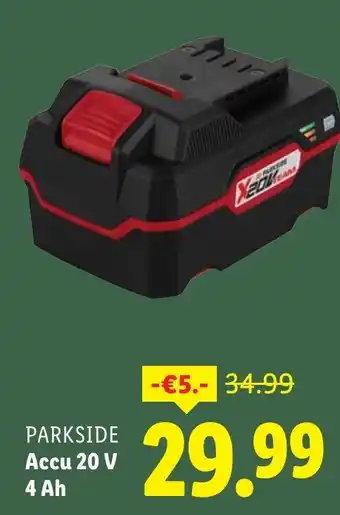 Lidl Parkside Accu 20 V 4 Ah aanbieding