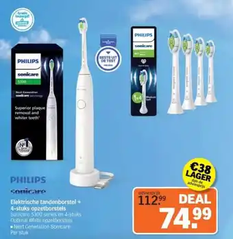 Albert Heijn Elektrische tandenborstel + 4 stuks opzetborstels aanbieding