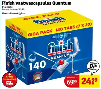 Kruidvat Finish vaatwascapsules Quantum aanbieding