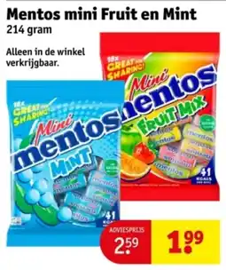 Kruidvat Mentos Mini Fruit en Mint aanbieding