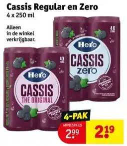 Kruidvat Cassis Regular en Zero aanbieding