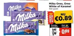 Vomar Voordeelmarkt Milka Oreo, Oreo White of Karamel aanbieding