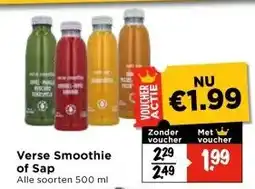 Vomar Voordeelmarkt Verse Smoothie of Sap aanbieding