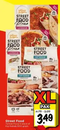 Vomar Voordeelmarkt Street Food Turkse Pizza 5-pack of Kip Kebab 600 gram aanbieding
