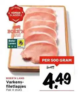 Vomar Voordeelmarkt BOER'N LAND Varkens- filetlapjes aanbieding