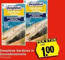 Vomar Voordeelmarkt Deepblue Sardines in Zonnebloemolie aanbieding