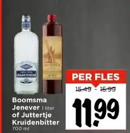Vomar Voordeelmarkt Boomsma Jenever 1 liter of Juttertje Kruidenbitter 700 ml aanbieding