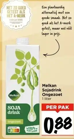 Vomar Voordeelmarkt Melkan Sojadrink Ongezoet aanbieding