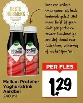 Vomar Voordeelmarkt Melkan Proteïne Yoghurtdrink Aardbei aanbieding