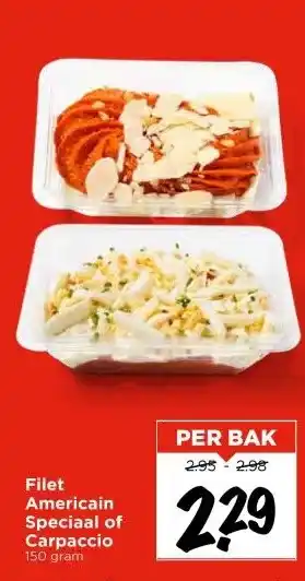 Vomar Voordeelmarkt Filet Americain Speciaal of Carpaccio aanbieding