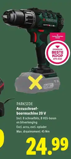 Lidl PARKSIDE Accuschroefboormachine 20 V aanbieding